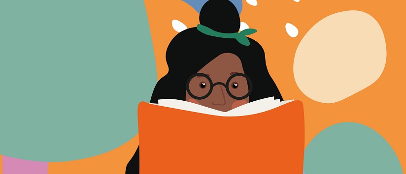 illustration of black woman reading